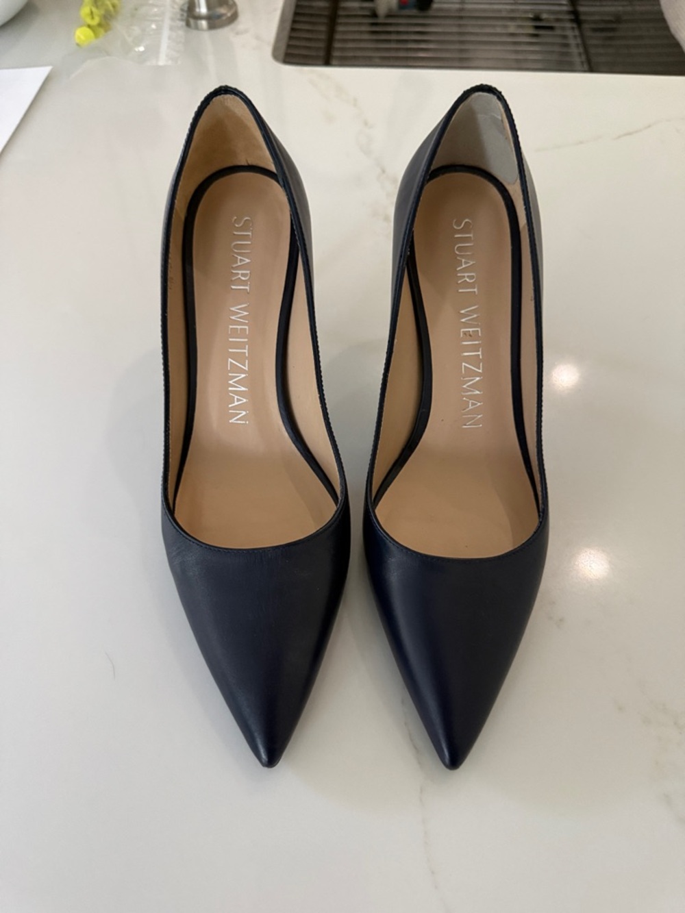 Stuart Weitzman Dark Navy Pointed Toe Pumps